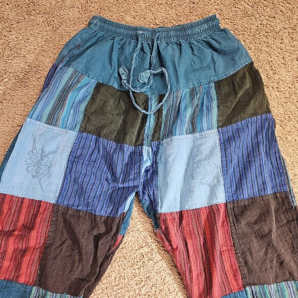 READ Kathmandu Imports Jogger Pants Small Patchwork Boho Nepal Cotton - Picture 3 of 8